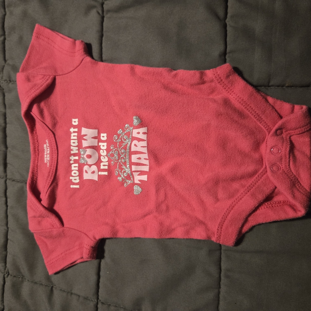 Red Baby Onesie with Tiara Print